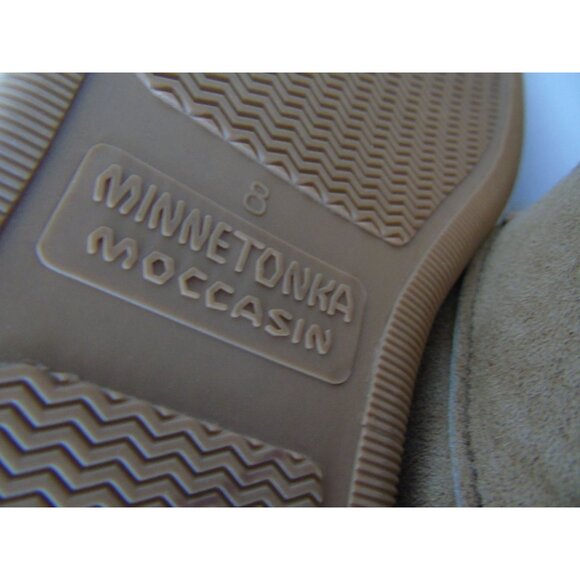 Vintage Minnetonka Slippers, Moccasin Men's Shearling Leather Ankle, Size 8 New - Picture 6 of 7